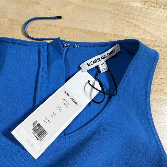 Elizabeth and James NWT Hattie Asymmetrical Side Ruffle Dress Lapis Blue Size 10 - Picture 5 of 12